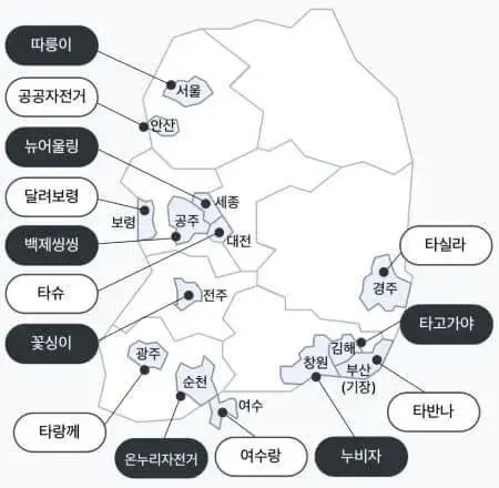 지역기반 공유자전거 명칭 ㅋㅋㅋㅋㅋ | mbong.kr 엠봉