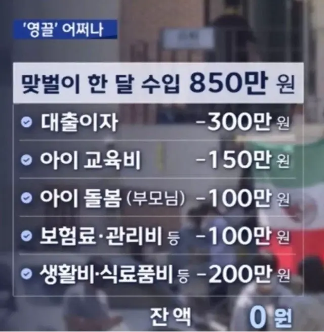한달 수익 850만원 맞벌이 영끌족 지출내역 | mbong.kr 엠봉