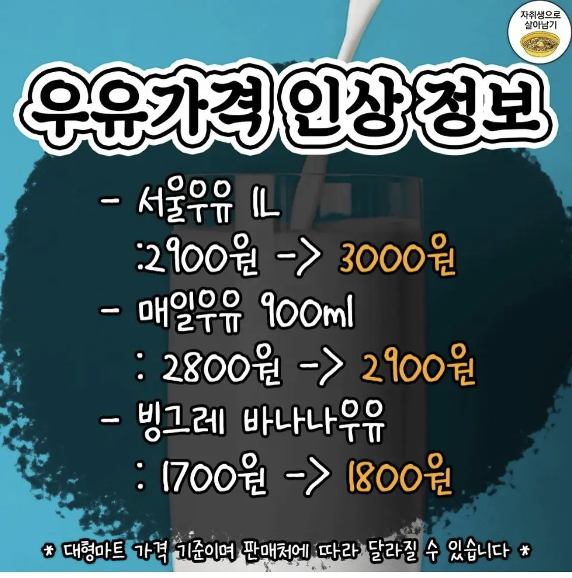 오늘부터 우유값 인상예정 ㅜㅜ jpg. | mbong.kr 엠봉