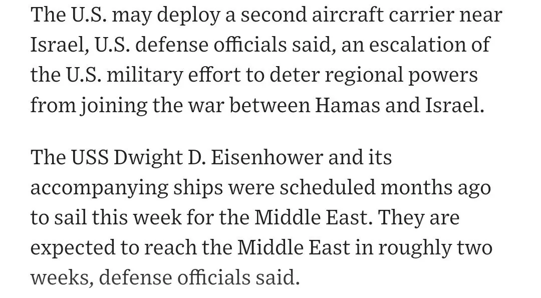 속보)이스라엘 근처에 미국 두 번째 항공모함 배치 준비 중 | mbong.kr 엠봉