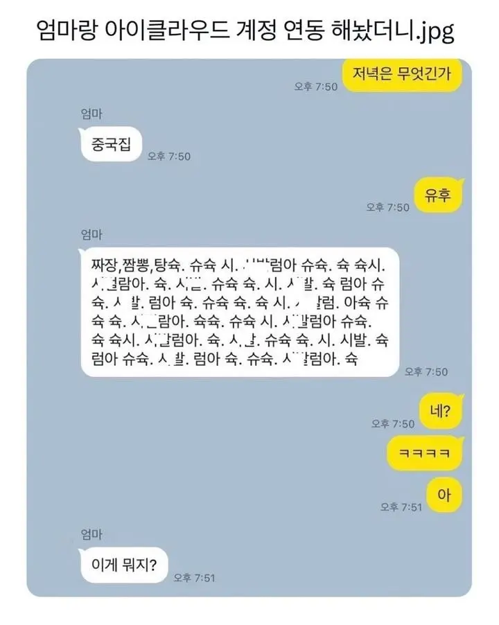 엄마랑 아이클라우드 계정 연동해놨더니 ㅋㅋㅋㅋㅋ.jpg | mbong.kr 엠봉