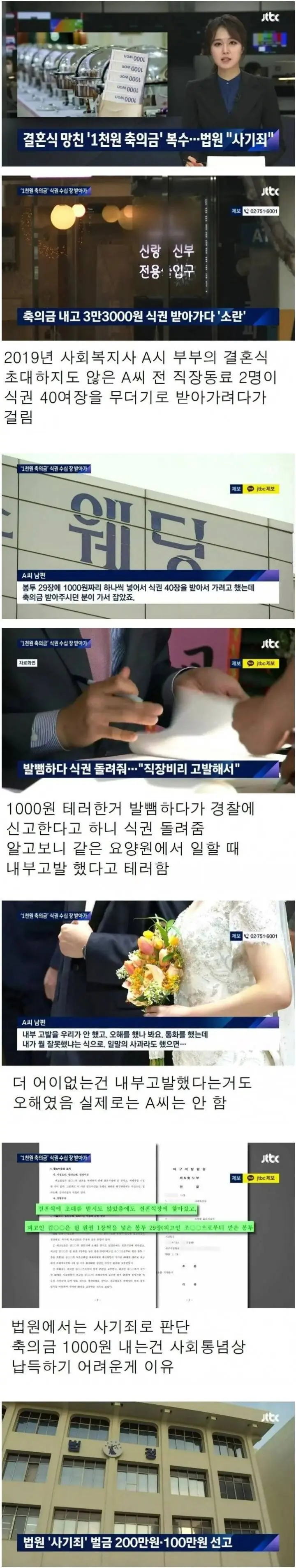 결혼식 축의금 천원낸사람 벌금형 | mbong.kr 엠봉