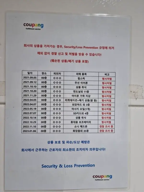 오싹오싹 쿠팡 물류센터 도둑들 ㄷㄷㄷㄷ..jpg | mbong.kr 엠봉