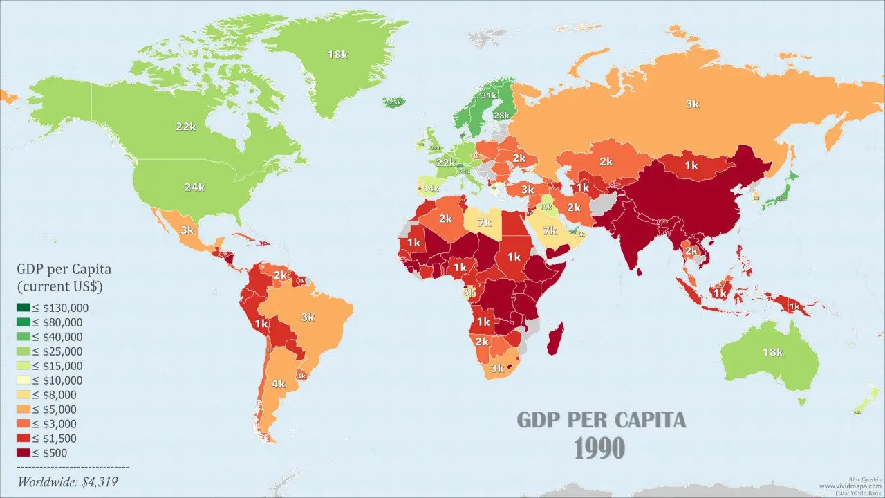 1990년 세계 1인당 gdp 지도 | mbong.kr 엠봉