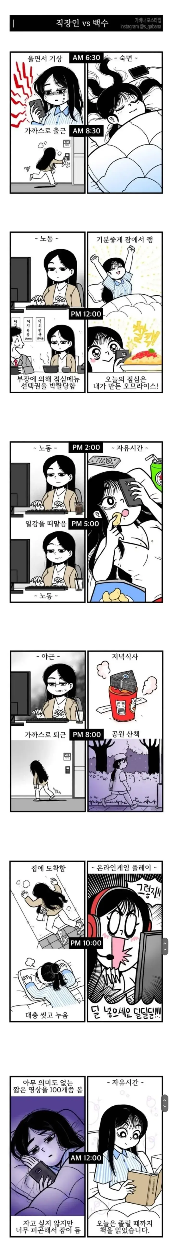 직장인 vs 백수 하루일과 | mbong.kr 엠봉