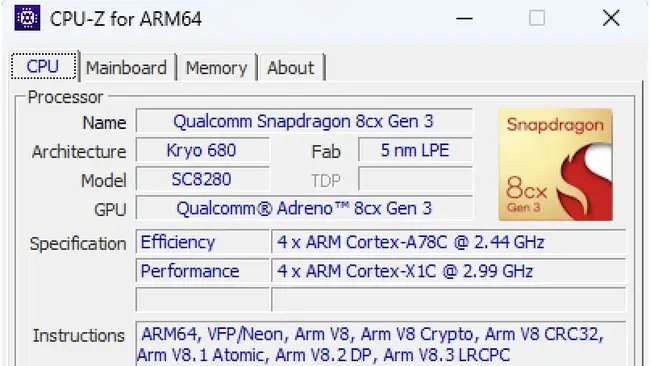 CPU-Z는 몇 가지 x86 기능이 누락되었지만 ARM64에서 Windows용 첫 번째 기본 릴리스를 봅니다. | mbong.kr 엠봉