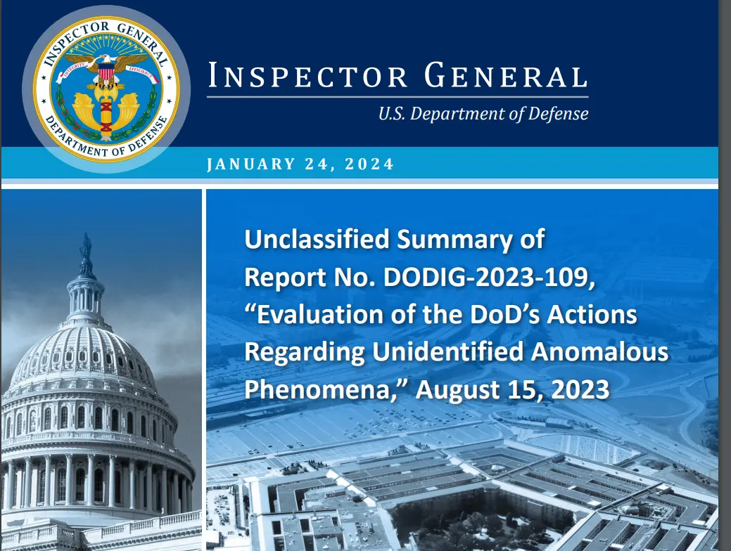 UFO(UAP)에 대한 미 국방부의 조치들을 평가한 문서가 공개되었읍니다...!!!!!!!! | mbong.kr 엠봉