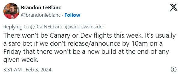 Microsoft는 이번 주에 Insiders를 위한 새로운 Windows 11 Canary 또는 Dev 빌드가 없다고 확인했습니다 | mbong.kr 엠봉