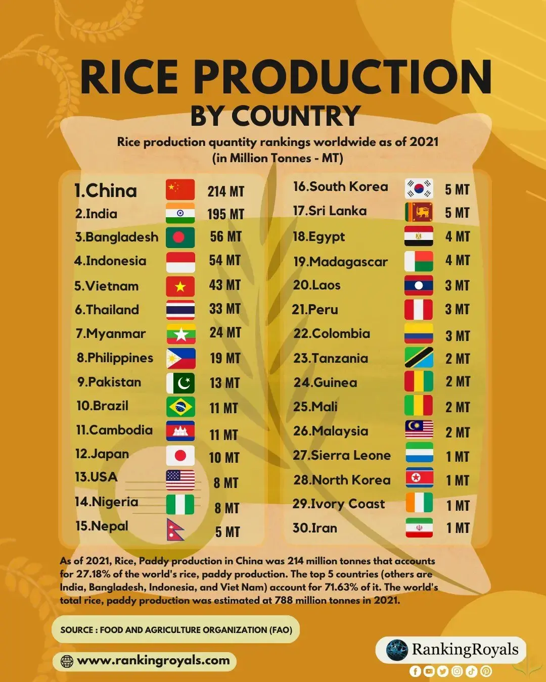 재업) 세계 3대 곡물(쌀 밀 옥수수) 생산량 | mbong.kr 엠봉