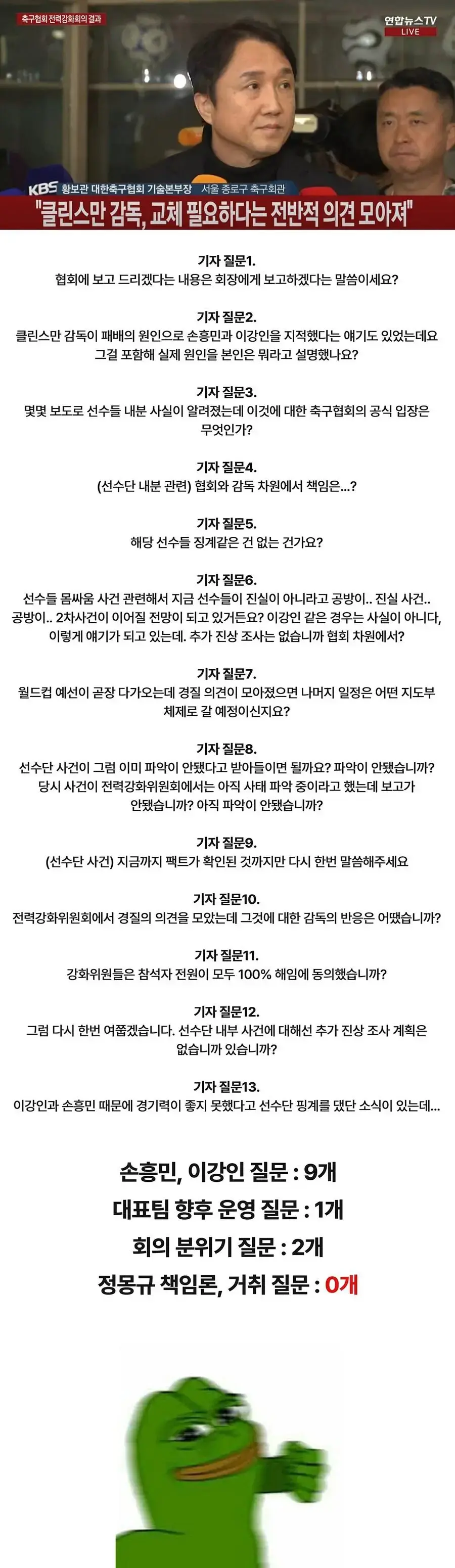축협 다녀온 기자들 질문 모음 근황 | mbong.kr 엠봉