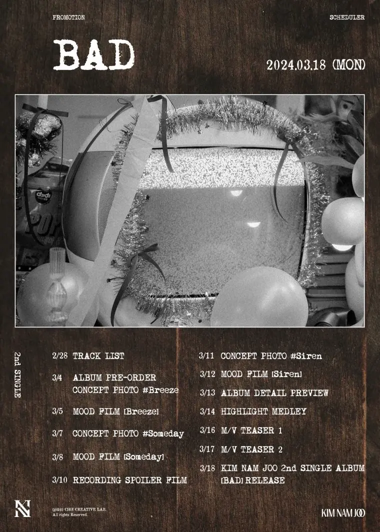 에이핑크 김남주 2nd Single Album [BAD] Logo Poster,Promotion Scheduler | mbong.kr 엠봉