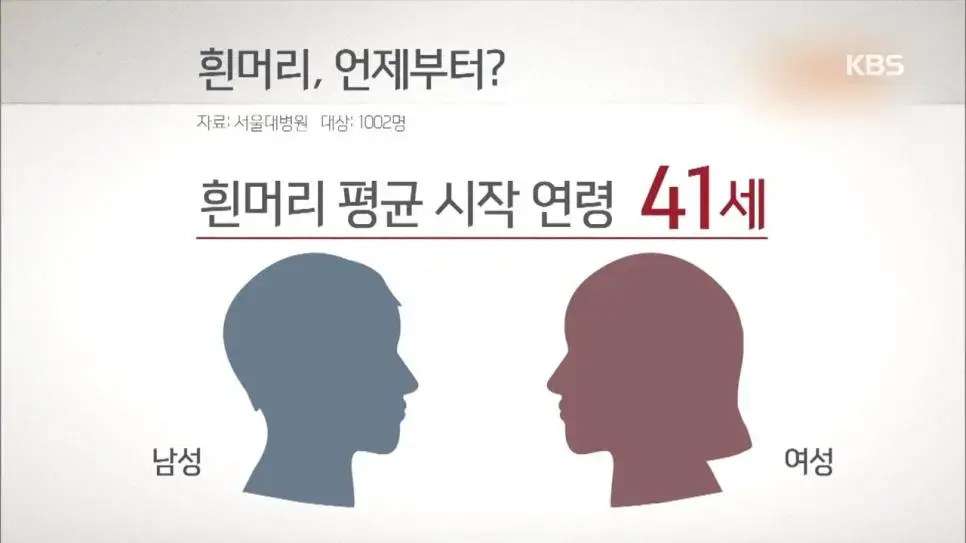 한국인들 평균 흰머리 시작되는 나이 | mbong.kr 엠봉