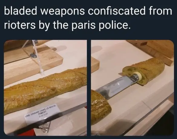 프랑스 경찰이 압수한 시위대의 불법 무기. | mbong.kr 엠봉
