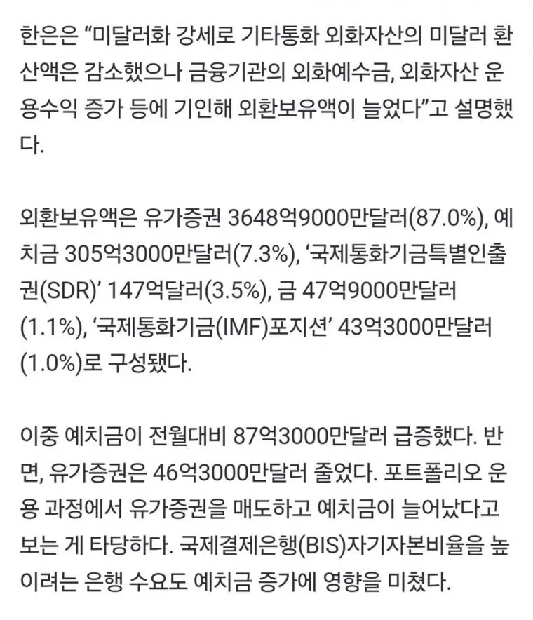 3월말 외환보유액 35.1억불 증가…2개월만에 반등 | mbong.kr 엠봉