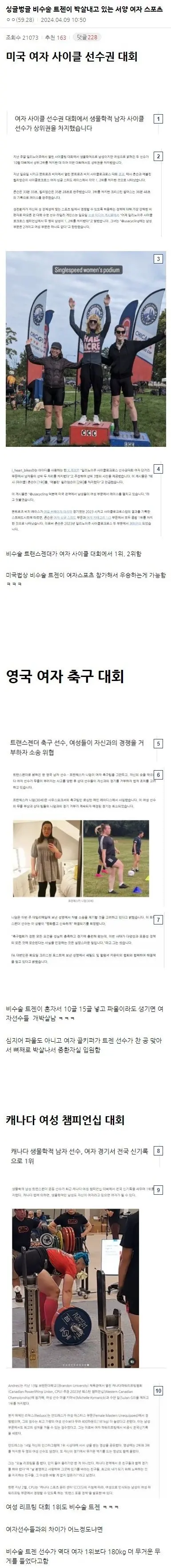 비수술 트젠이 박살내고 있는 서양 여자 스포츠 근황 .jpg | mbong.kr 엠봉