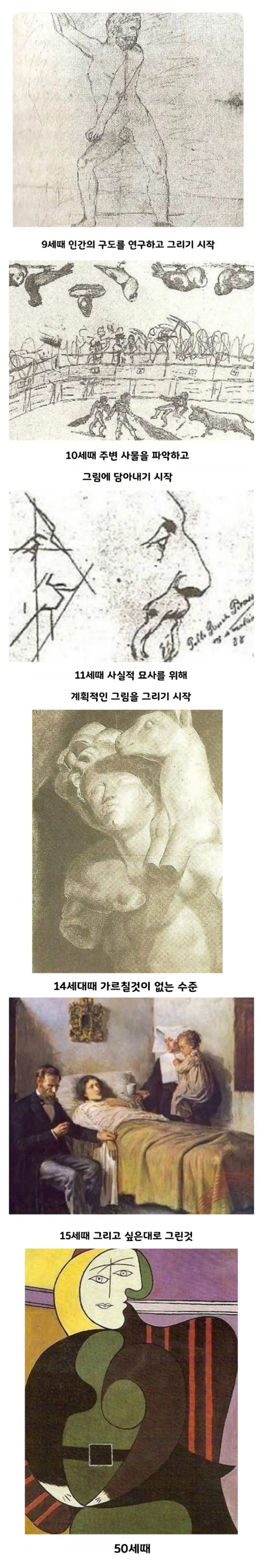 피카소의 나이대별 그림 변화.jpg | mbong.kr 엠봉