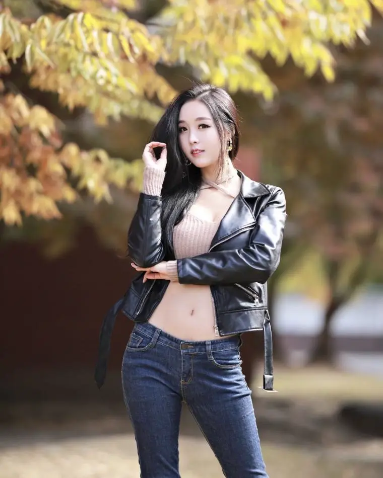 김가온 인스타 가을여자 사복 가죽 자켓 | mbong.kr 엠봉