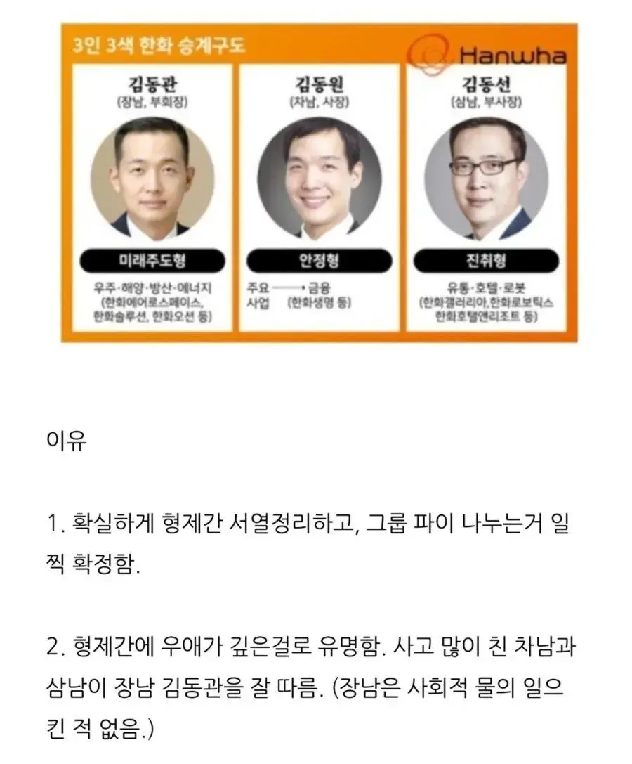 아들만 셋인데 경영권 분쟁 없는 한화그룹 | mbong.kr 엠봉