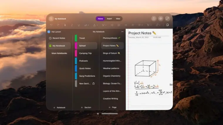 이제 Microsoft OneNote를 다른 Office 앱과 함께 Apple Vision Pro에서 사용할 수 있습니다 | mbong.kr 엠봉