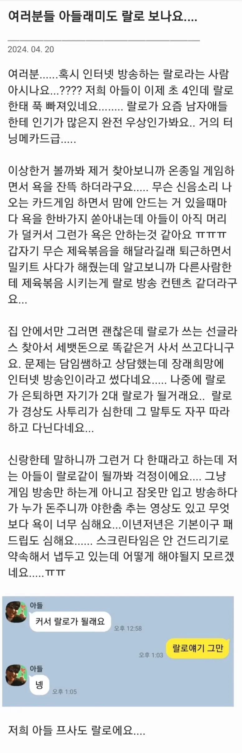 ㅇㅂ) 맘카페에 올라온 한 인터넷방송인.. | mbong.kr 엠봉