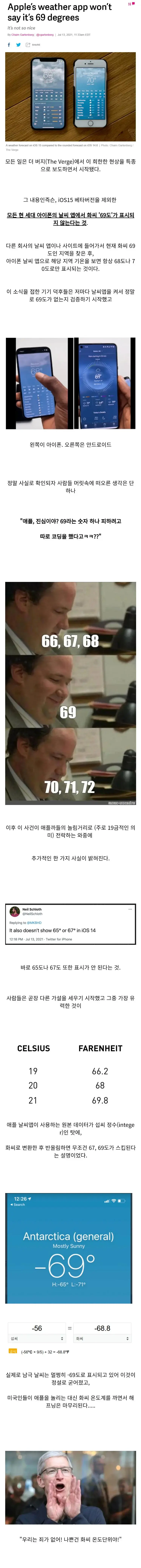 아이폰 날씨앱에 '69도'가 표시되지 않는 이유.jpg | mbong.kr 엠봉