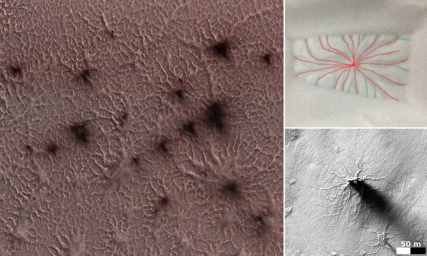 화성 표면에 거미 떼. 기묘한 무늬 생성 원인. | mbong.kr 엠봉