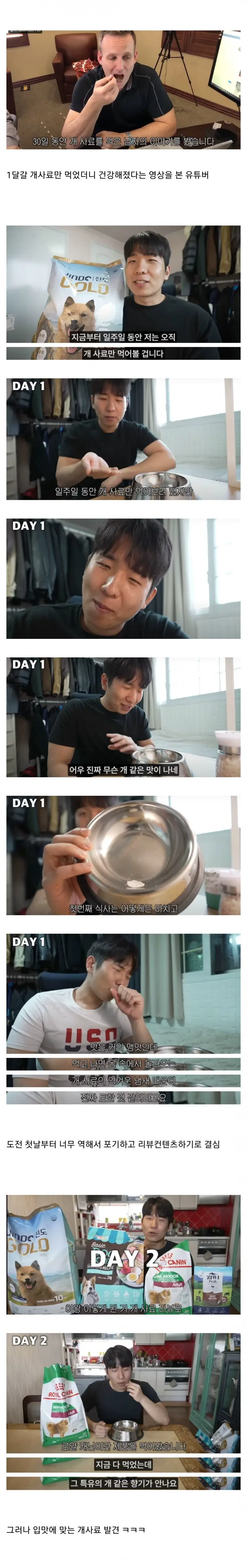 일주일 동안 '개 사료' 먹기 도전한 유튜버 | mbong.kr 엠봉