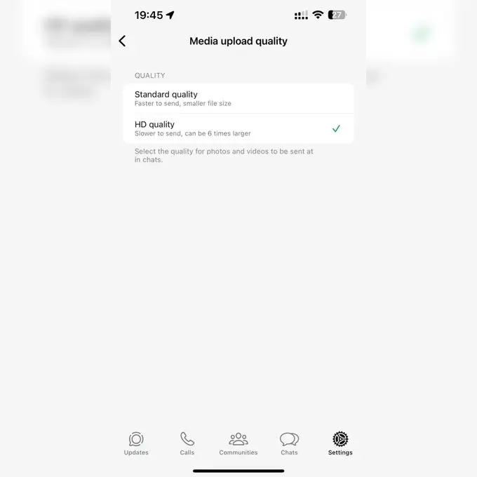 WhatsApp iOS 베타에는 기본 미디어 업로드 품질을 설정하는 옵션이 있습니다 | mbong.kr 엠봉