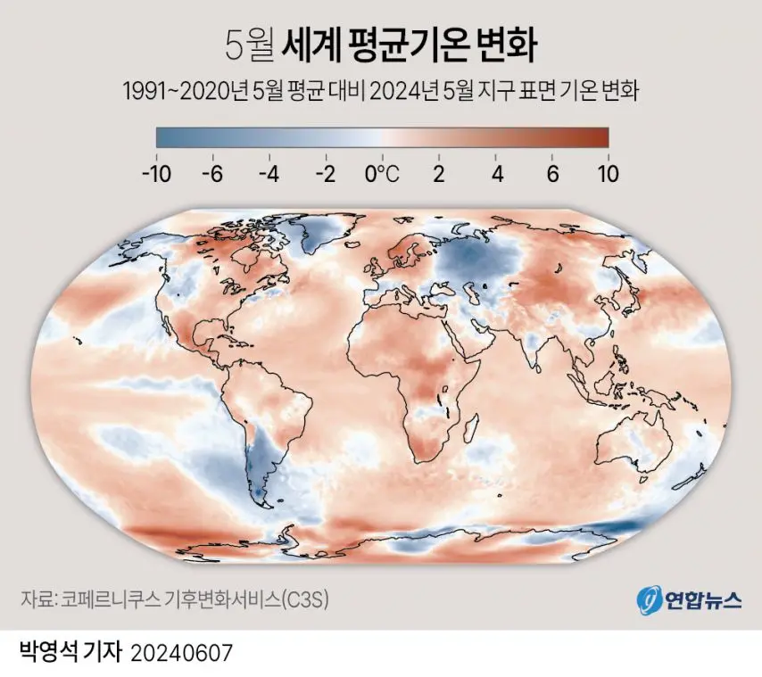 5월 세계 평균기온 변화 | mbong.kr 엠봉