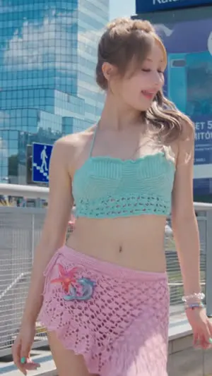 MV 안에서 워터밤을 찍는 키스오브라이프 벨,나띠 수영복 몸매 | mbong.kr 엠봉