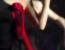 빨간 장미 달린 블랙 홀터넥 드레스 바운스 에스파 카리나